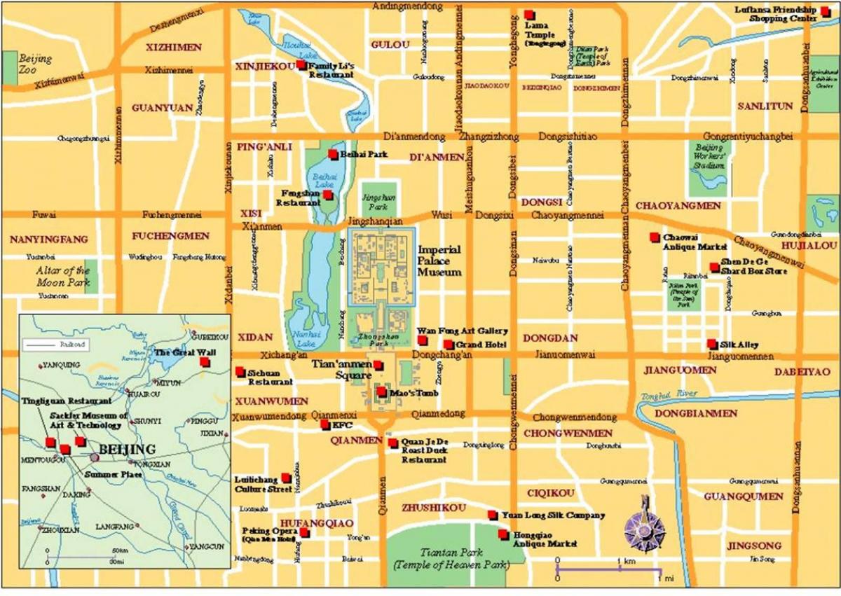 bản đồ du lịch Bắc kinh thành phố